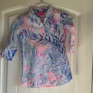 Blue and Pink Shift Dress